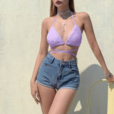2025 Spring And Summer New Women's Clothing Nightclub With A Solid Color Lady Plus Velvet Neck Strap Sexy Breast 68HZ