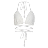 2025 Spring And Summer New Women's Clothing Nightclub With A Solid Color Lady Plus Velvet Neck Strap Sexy Breast 68HZ