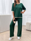 Dili Casual Holiday Style Simple Short-Sleeved Women's Straight-Through Trousers Suit Women's Clothing 2025 Spring And Summer