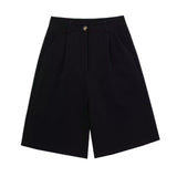 2025 Women's New Commuting Style Solid Color Simple Fashion Loose-Fitting Five-Point Suit Women's Pants