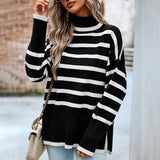 Dili Striped Turtleneck Sweater Woman 2025 Autumn/Winter Knitted Top