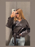 Women's Clothing 2025 Autumn Temperament Fashion Collar Double Buckle Collar Collar Collar Collar Collar Collar Collar Collar Collar Collar With Leather Jacket Neapolitan Clothing