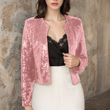 2025 Spring Burst Round Lead Long-Sleeved Sleeves Open-Colored Cardigan Casual Set Of Lightset Coat Woman