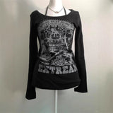 Vintage Vintage Long-Sleeved T-Shirt Girl Y2k Autumn Design Sense Niche Fashion Antique Bottom Top 68HZ