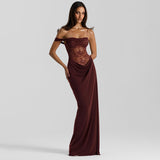 2025 Summer New Women's Yarn Perspective Hottie Sexy Breast Repair Lace Sling Dress
