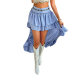 Dili 2025 Spring And Summer Leisure Bohemian Holiday Solid Color Folds Spliced Half-Dress Skirt Women's Dress