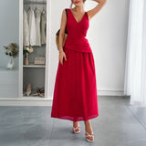 Dili Temperament Elegant Windy Deep V-Low Dress Dress Women's Dress 2025 Spring And Summer
