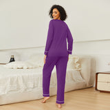 Autumn And Winter Ladies Homewear Set Long-Sleeved Trousers V-Neck Milk Silk Pajamas Set Women