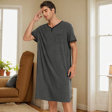 Spring And Summer Men's Home Clothes Pajamas Short-Sleeved Imitation Cotton Frame Bump Color Casual Men's Long Aja Skirt