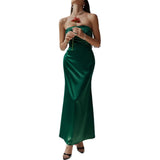Dili 2025 Spring/Summer French Sexy Dress Solid Colored Chest Evening Dress Dresses Women's Dress