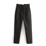New Slim Slim Solid-Colored Folding Micro-Ply Straight Trousers Trousers Trousers Trousers