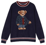 Korean Version Of The Plus Velvet Bear Sweater Y2k College Hoodie T-Shirt Loose Lazy Knitted Jersey Autumn And Winter New 68HZ