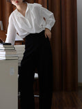 And Gentle And Gentle Romantic Commute Cotton Cotton Small Standing Autumn Minimalist Loose Long-Sleeved Shirt