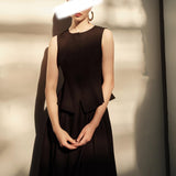 Summer New Set Three-Dimensional Cut Waist Small Vest Umbrella Swing Skirt Loose Feeling