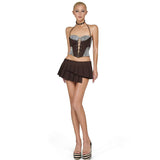 INS 2025 New Women's Solid Color Body Street Fashion Low-Waist Leopard Half-Body Skirt 68HZ