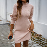 Dili Elegant Windy Solid-Sleeved Sweater Dress Dress Women's Dress 2025 Autumn And Winter