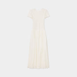 Irregular Strong Texture Silk Silk Cotton Light And Breathable Light And Thin Heavy Industry To Take Folded Flower Buckwl Sleeve Umbrella Dress