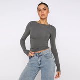 Women's Y2K Burst Long-Sleeved T-Shirts With Breathable Nylon Tight-Up Hotties Umbilical Short-Squeer Bottom Shirts