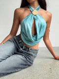 2025 Summer Beach Vacation Bare Back Shell Decoration Hanging Neck Slings Seaside Vacation Sling Vest