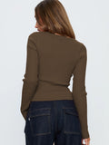 Women's Clothing 2025 Autumn And Winter Explosion V-Neck Long-Sleeved Ribnecked Cardigan Commuting Exquisite Women's Clothing Top