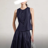 Imitation Cowboy Sleeveless Vest Skirt Suit Lady Summer New Set Of Fashion Wear