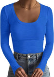 2025 New Women's T-Shirt Basic Thread Round Neck Long Sleeve Sexy Bodyd Woman Top T