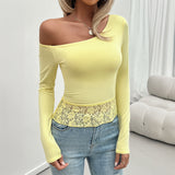 Dili 2025 Autumn/Winter Y2k Top Women's Sexy Knitted Long-Sleeved T-Shirt