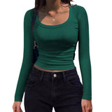 2025 New Thread Pit Strips Long-Sleeved Square T-Shirt Women's T-Shirt