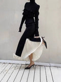 Spring New Fashionable Irregular Half-Skirt With High Waist Splicing Side Open Skirt Two Wearing Folded Skirt