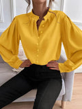 Spring 2025 New Elegant Solid Color Collar Long Sleeve Single-D Row Button Loose Women's Top Shirt Women