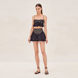 2025 New Personalized Street Metal Decoration Folded Under The Hem Sling Skirt Suit Woman