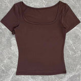 Spice Girls Knitted T-Shirts U-Necked Long-Sleeved Slimmed Women's Tops Thin Fashion Street Trendy