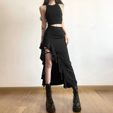 2025 Summer New Women's Solid Color Body Street Fashion High-Waisted Hip Open Skirt 68HZ
