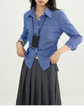 Hidzy Prep Students Retro Temperament Wrinkle Shirts With Thin Tops For Many Seasons Wearing Plaid Shirts