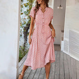 Dili 2025 Spring And Summer Temperament Leisure Holiday Storm Point Print High-Waisted Dress Women's Dress