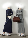 Mid-Long Dress Female Medard Color Quiet Luxury Style Simple Thin Inner Air Layer Bottom Dress