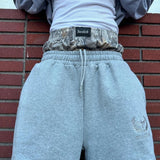 Street Double Belted Casual Pants Men's Y2k Retro Harajuku Straight Trousers High-Waisted Hops 68HZ