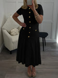 Dili Simple Elegant Style Button Short Sleeve Dress Dress Women's 2025 Autumn And Winter