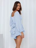 Urban Fashion Lotus Side Trousers Women's Summer Lantern Long Sleeves To Receive Waist Temperament Fashion Casual Trousers Skirt