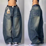 Trendy JNCO Hip-Hop Embroidered Big Pocket Jeans Men And Women Y2k High Street Drag-And-Broad Leg Pants 68HZ