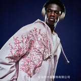 Derschutze Cherry Embroidered Worker Jacket Men's And Women's Same Y2K Harajuku Hooded Jacket 68HZ