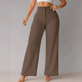 Women's New Casual Style Feeling Solid Broad-Legged Trousers Trousers Trousers Trousers