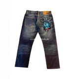 Trendy Statue Of Liberty Jeans Men And Women With The Same Water Wash Old Loose Straight Pants Tide 68HZ