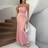 Dili 2025 Spring/Summer French Sexy Dress Solid Colored Chest Evening Dress Dresses Women's Dress