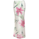 2025 Spring And Summer New Sexy Wrapped Chest High-Waisted Bag Hip Print Skirt Set 68HZ