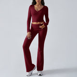 Dili 2025 Women's Casual Sports Knitted Long-Sleeved Trousers Two-Piece Suit Woman