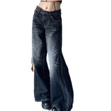 Micro-Thorn Jeans Women Y2k Street Retro Design Feel Large Loose Broad Leg Drag Long Pants 68HZ