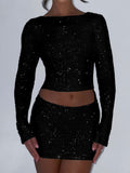 Dilu Y2K Sexy Long-Sleeved T-Shirt Skirt Two-Piece Suit Women's Dress 2025 Autumn And Winter