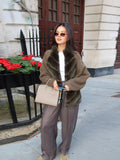 Coat Temperament Warm Long-Sleeved Fur Spliced With Woolly Coat Women's New Environmentally Friendly Fur