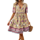 Dili Women's Clothing 2025 Spring And Summer Holiday Wind Print Short-Sleeved Dress